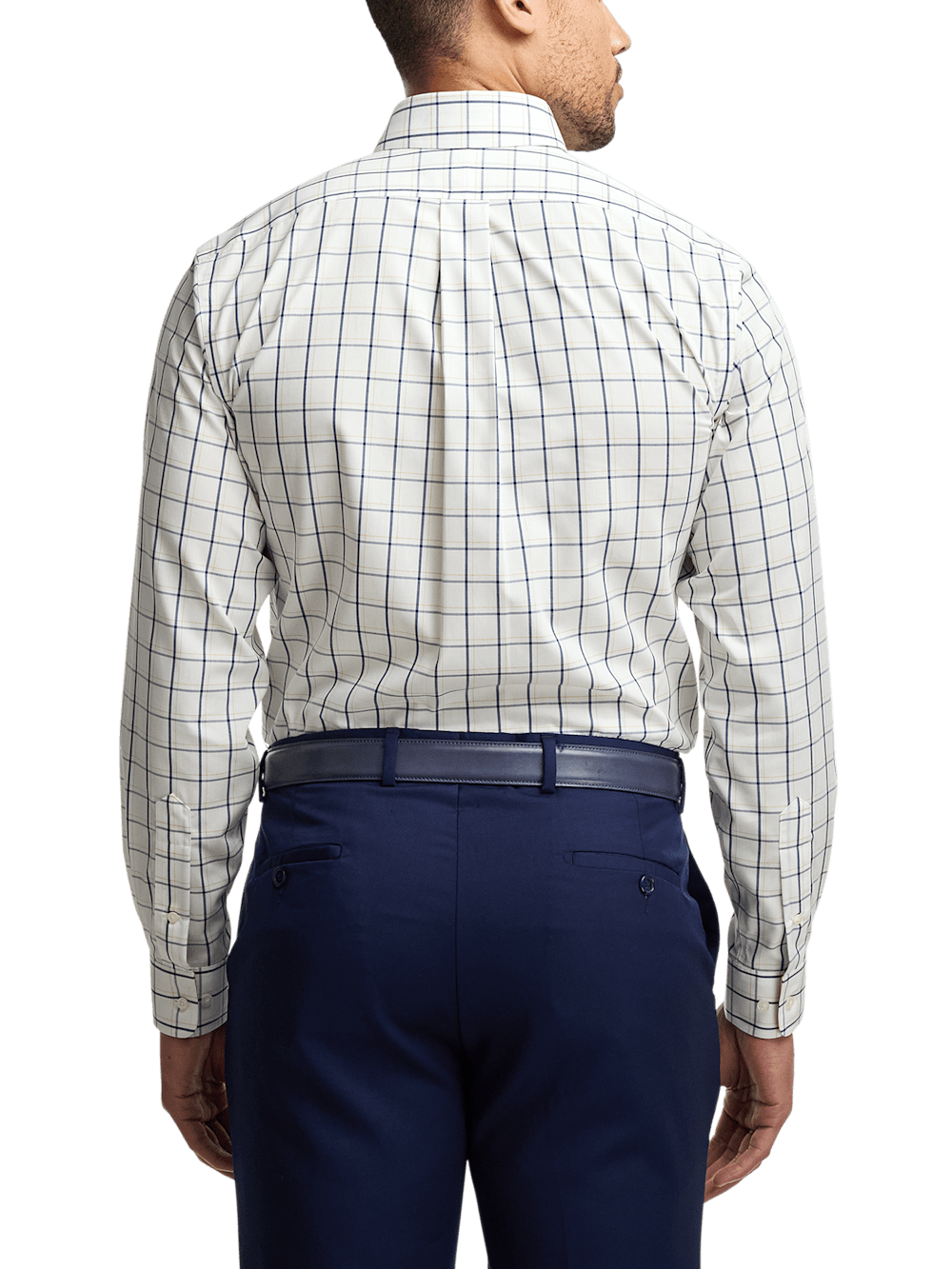 Alternate Image of Non-iron Cotton Windowpane Dress Shirt With Contrast Trim-4