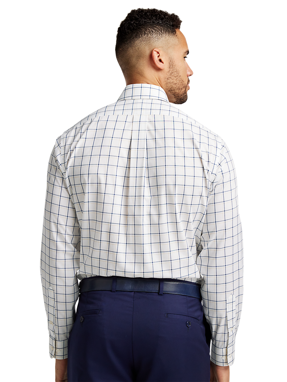 Alternate Image of Non-iron Cotton Windowpane Dress Shirt With Contrast Trim-4