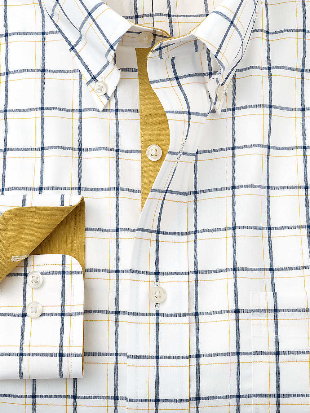 Alternate Image of Non-iron Cotton Windowpane Dress Shirt With Contrast Trim-5