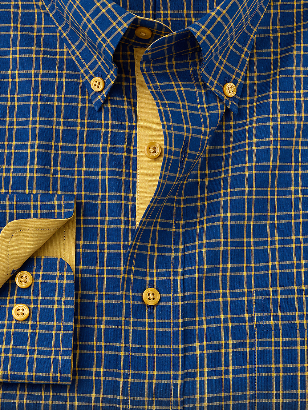 Alternate Image of Non-iron Cotton Check Dress Shirt With Contrast Trim-1