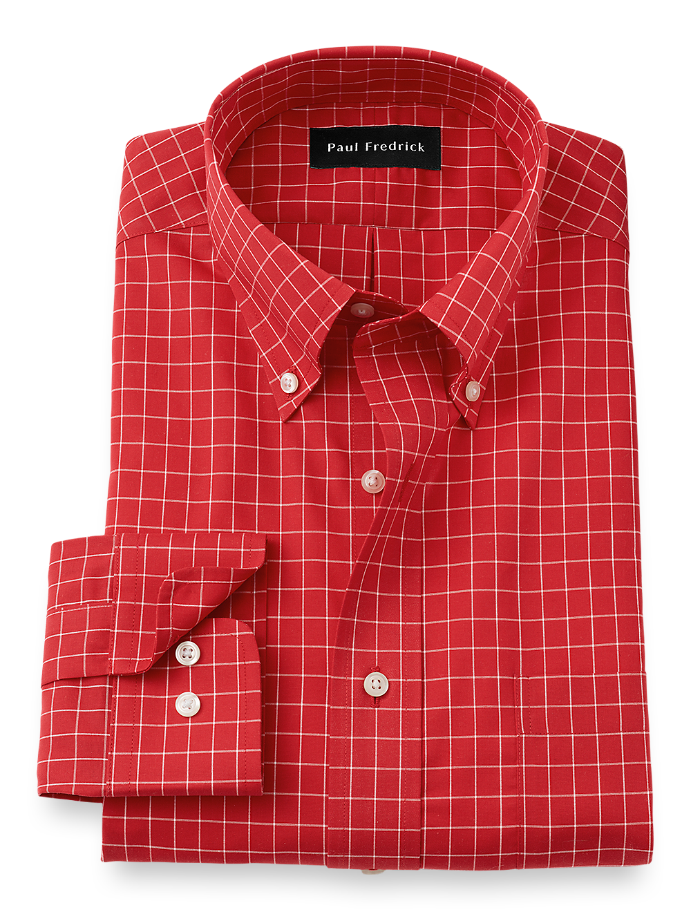 Product Image of Non-iron Cotton Check Dress Shirt-Red