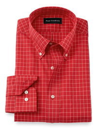 Non-Iron Cotton Check Dress Shirt - Red