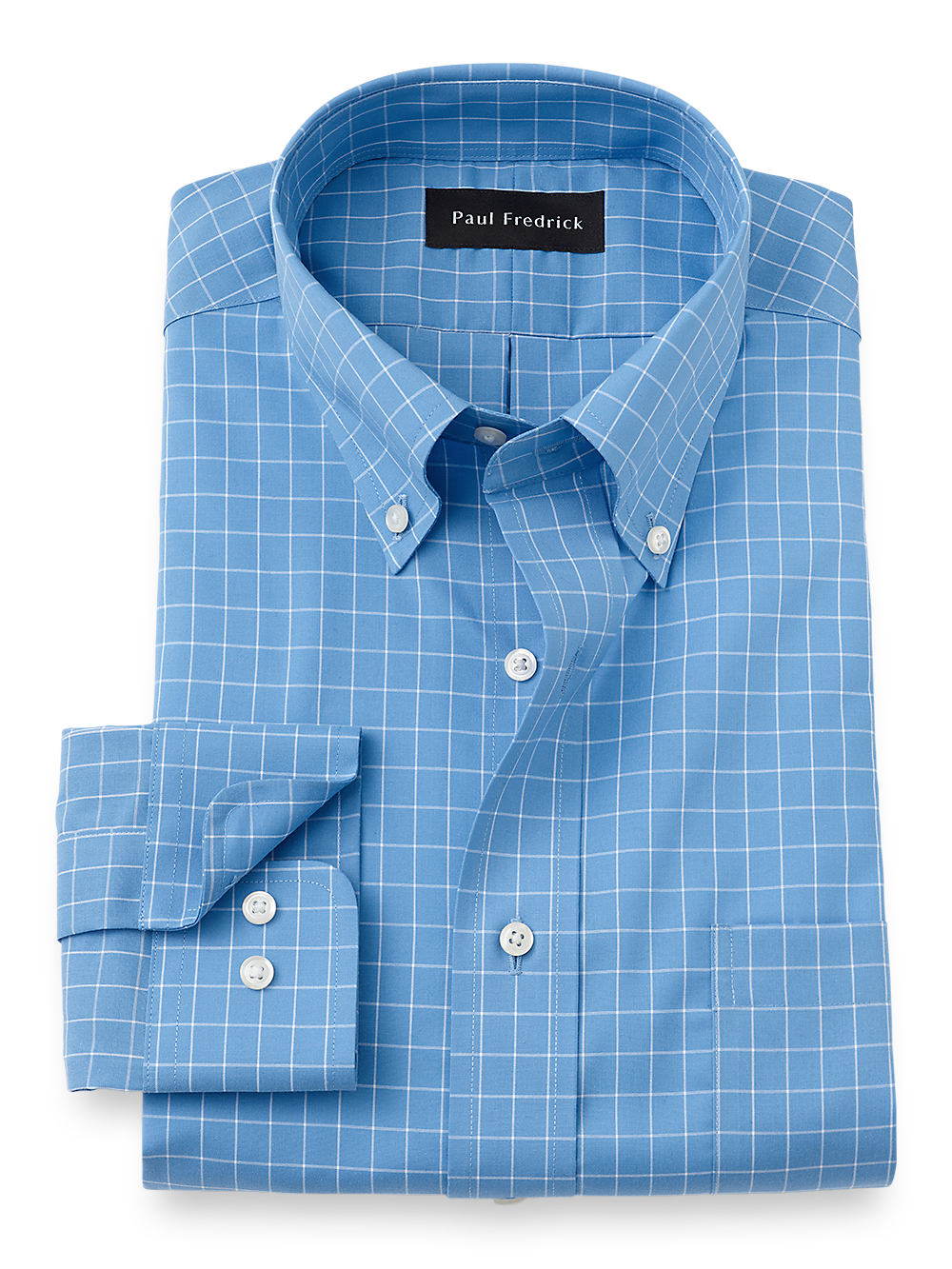 Product Image of Non-iron Cotton Check Dress Shirt-Blue