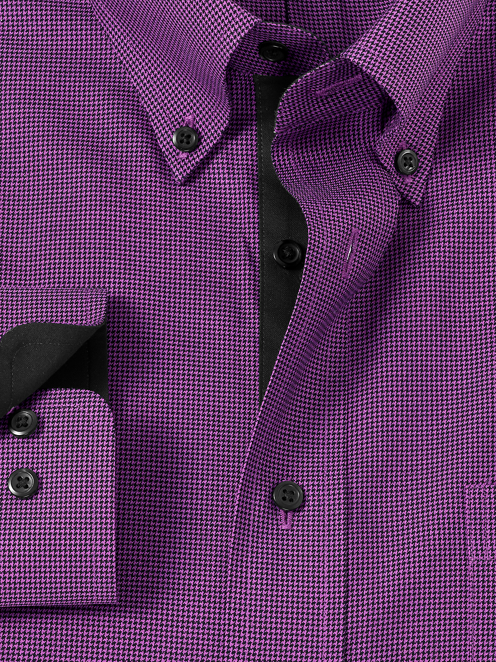 Alternate Image of Non-iron Cotton Houndstooth Dress Shirt With Contrast Trim-5