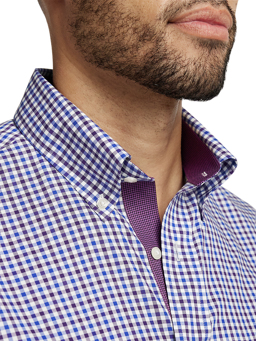 Alternate Image of Non-iron Cotton Gingham Dress Shirt With Contrast Trim-2