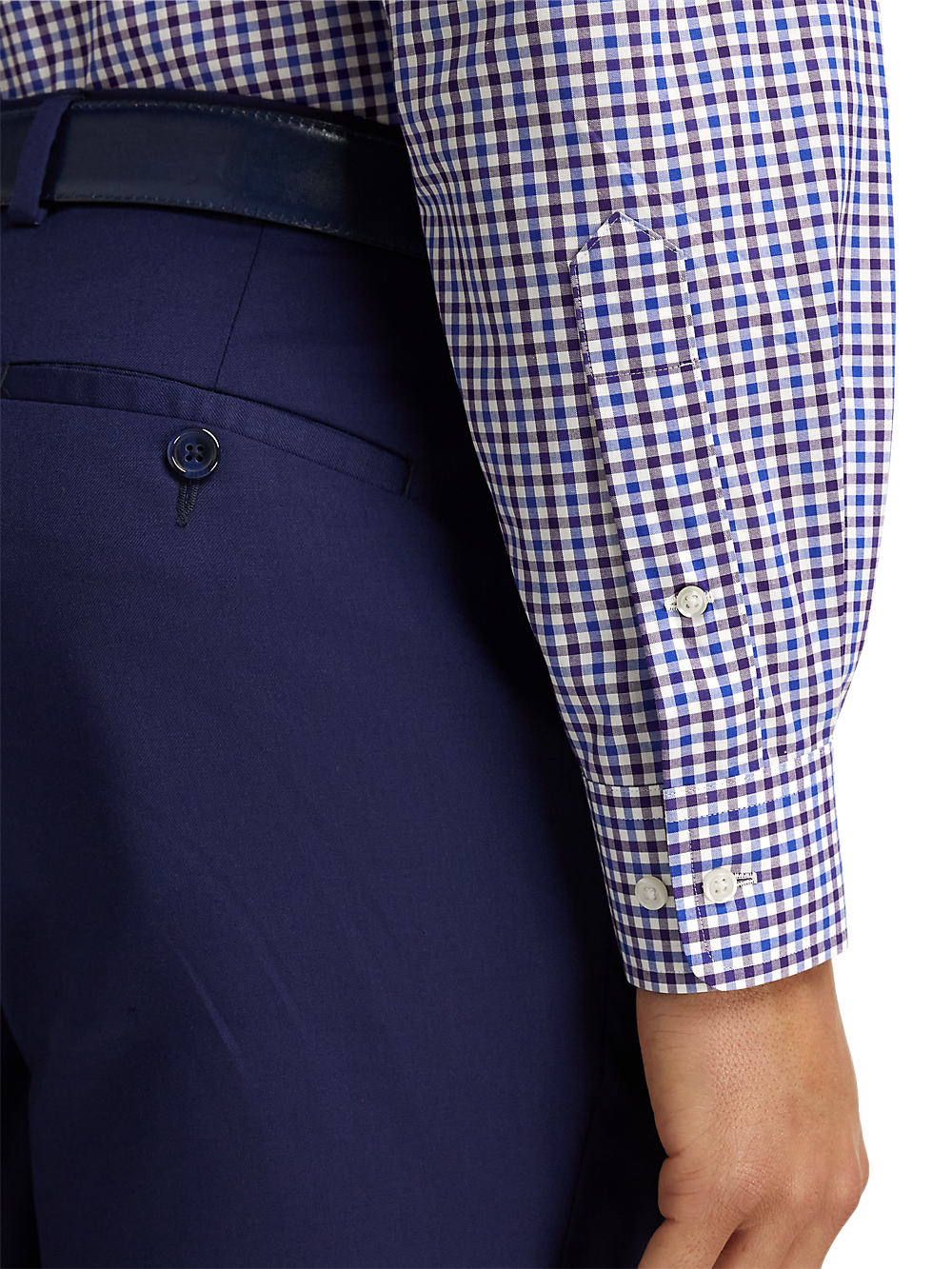 Alternate Image of Non-iron Cotton Gingham Dress Shirt With Contrast Trim-3