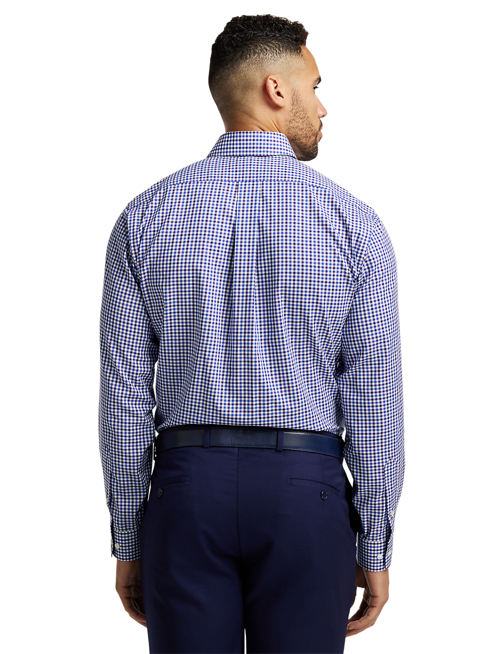 Alternate Image of Non-iron Cotton Gingham Dress Shirt With Contrast Trim-4