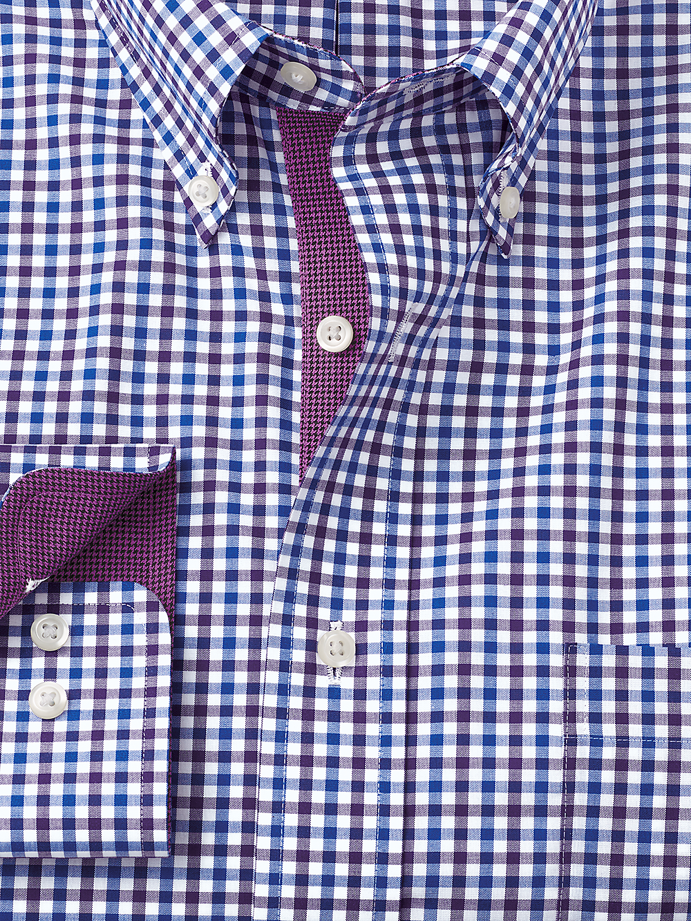 Alternate Image of Non-iron Cotton Gingham Dress Shirt With Contrast Trim-5