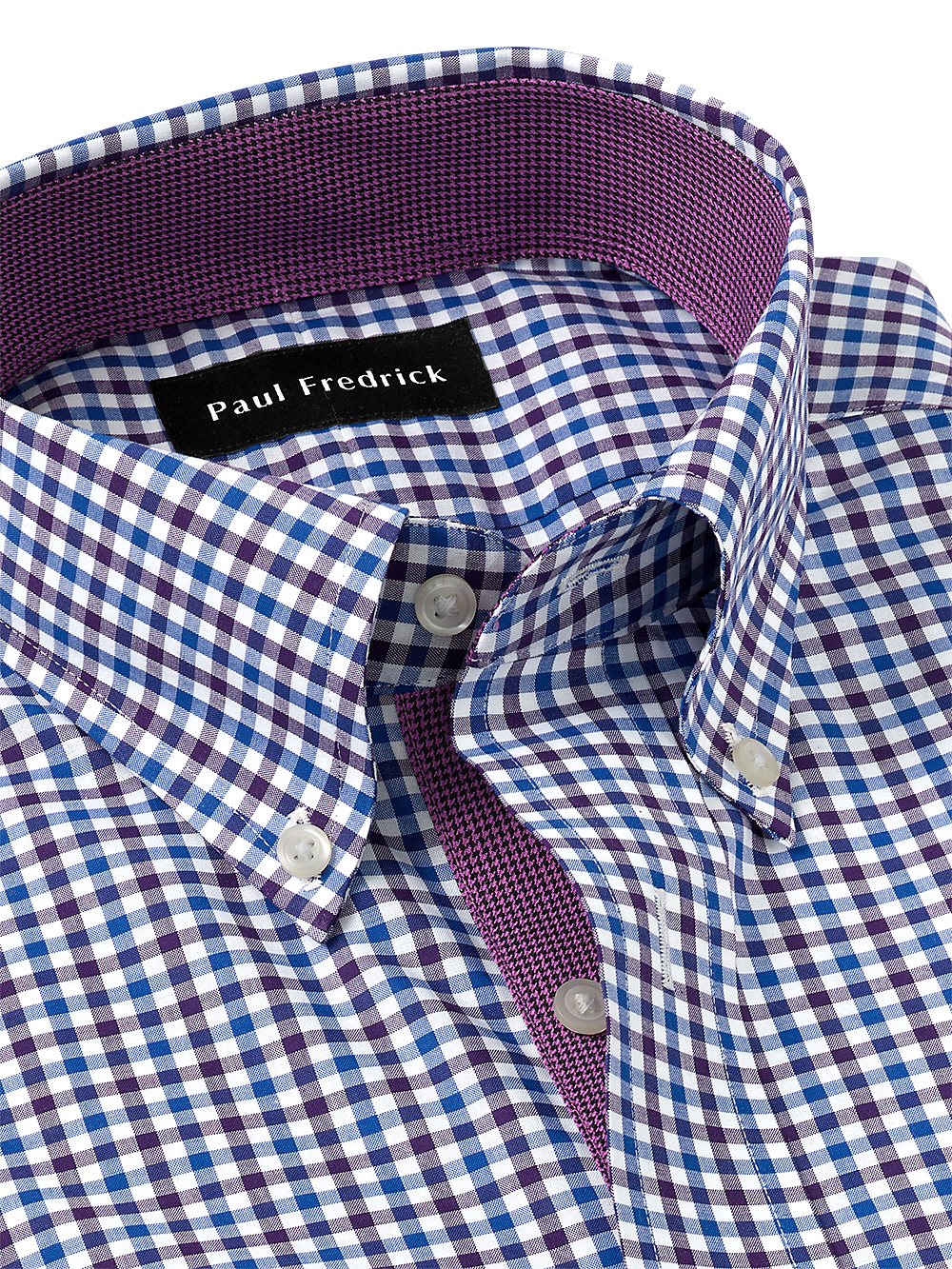 Alternate Image of Non-iron Cotton Gingham Dress Shirt With Contrast Trim-6