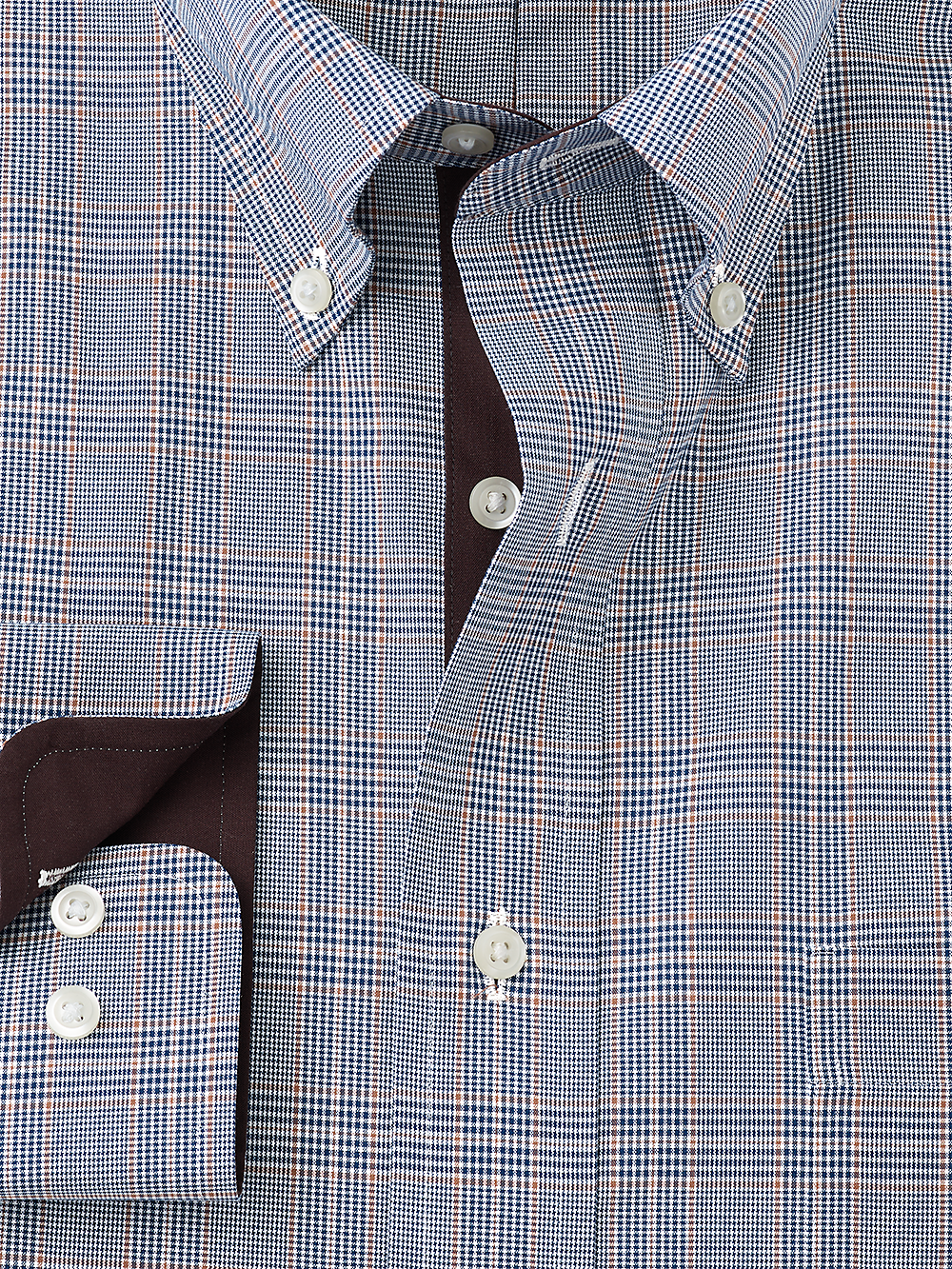 Alternate Image of Non-iron Cotton Glen Plaid Dress Shirt With Contrast Trim-1