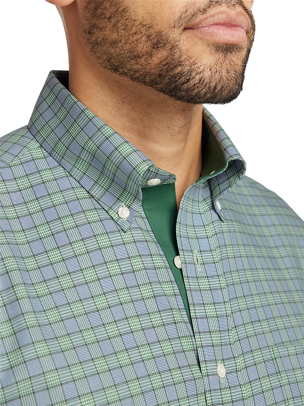 Alternate Image of Non-iron Cotton Plaid Dress Shirt With Contrast Trim-2