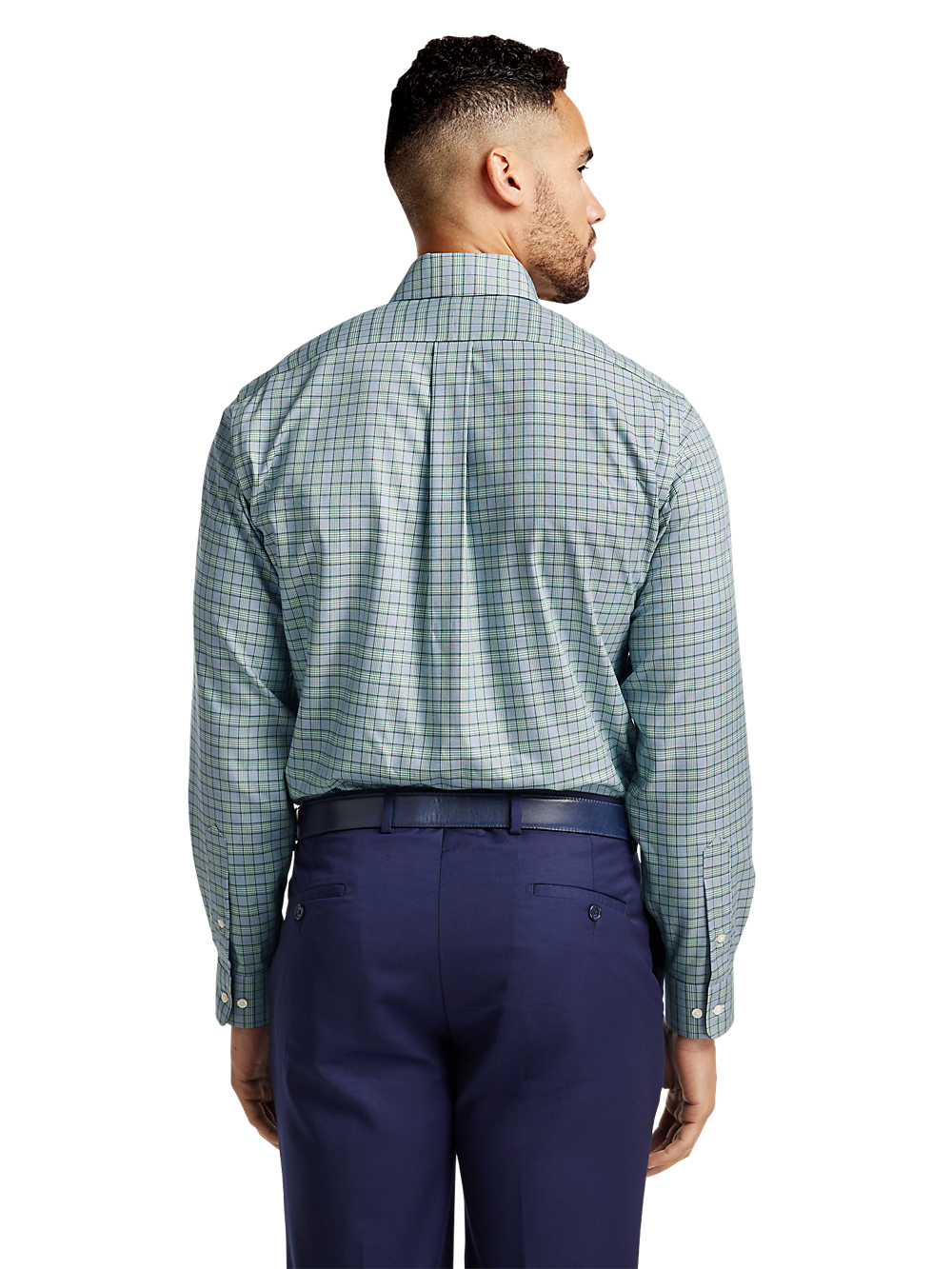 Alternate Image of Non-iron Cotton Plaid Dress Shirt With Contrast Trim-4