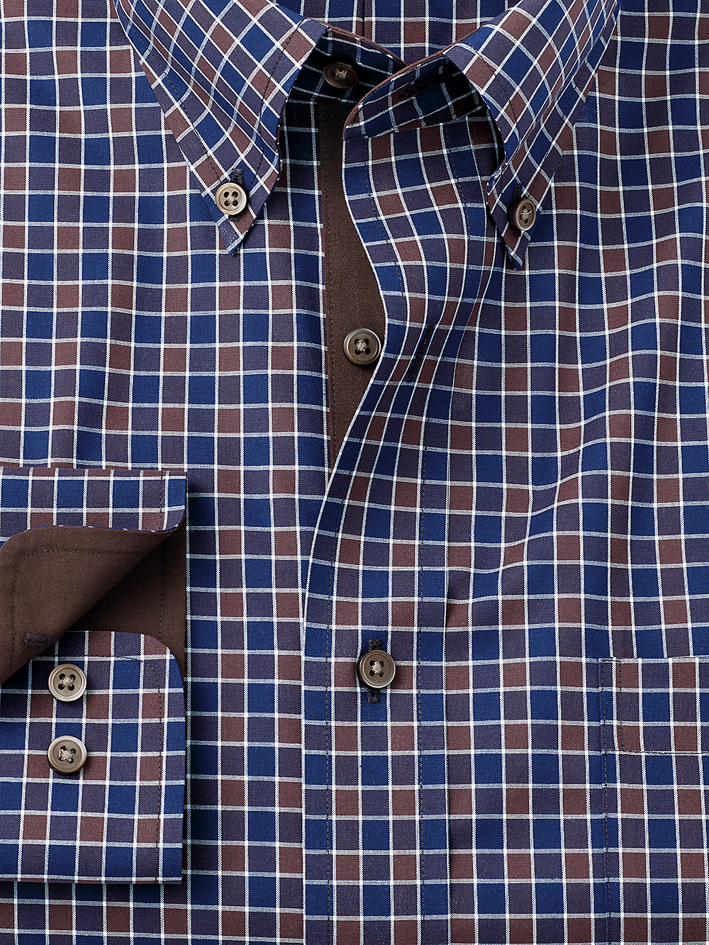 Alternate Image of Non-iron Cotton Check Dress Shirt With Contrast Trim-1