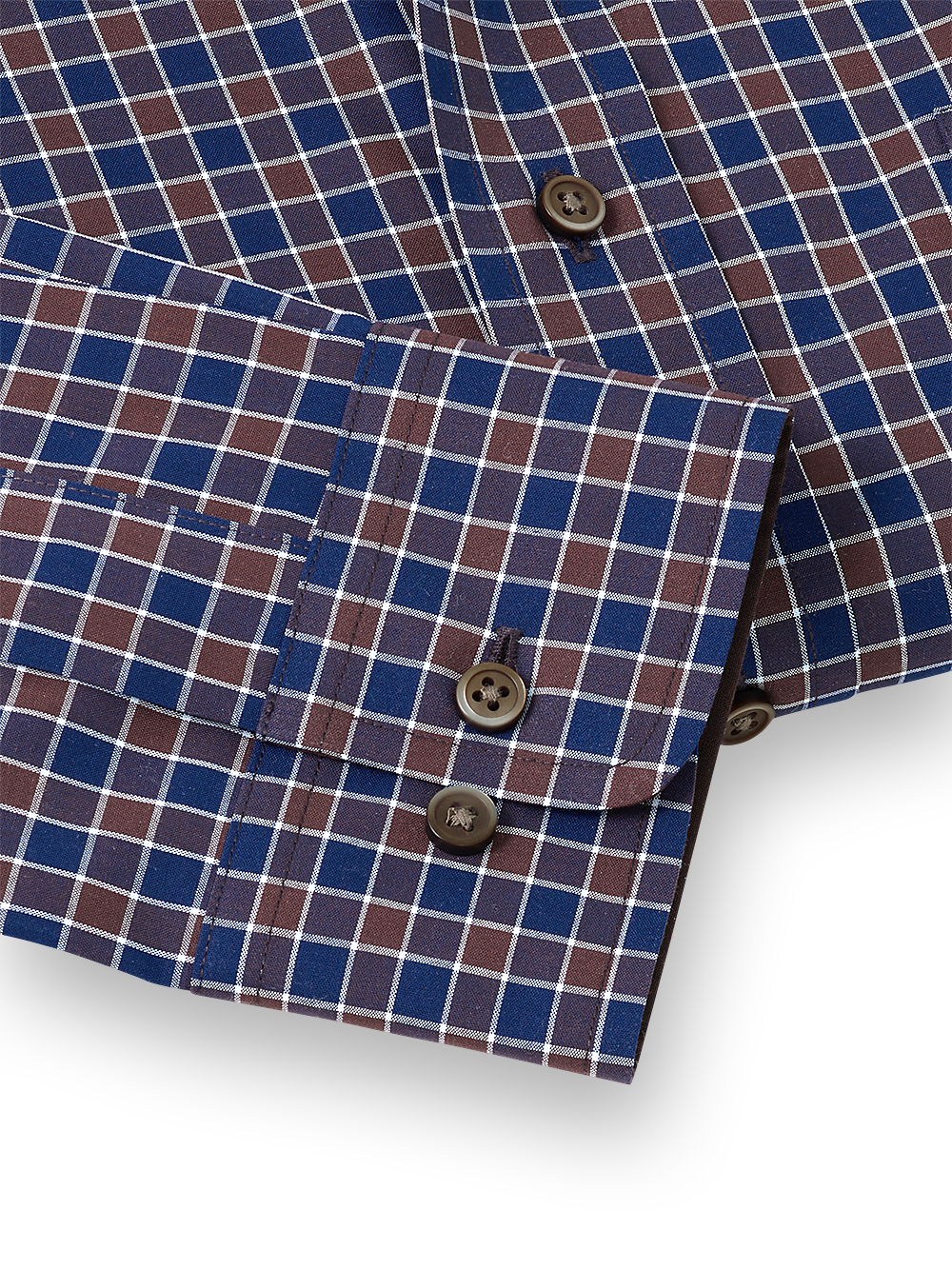 Alternate Image of Non-iron Cotton Check Dress Shirt With Contrast Trim-3