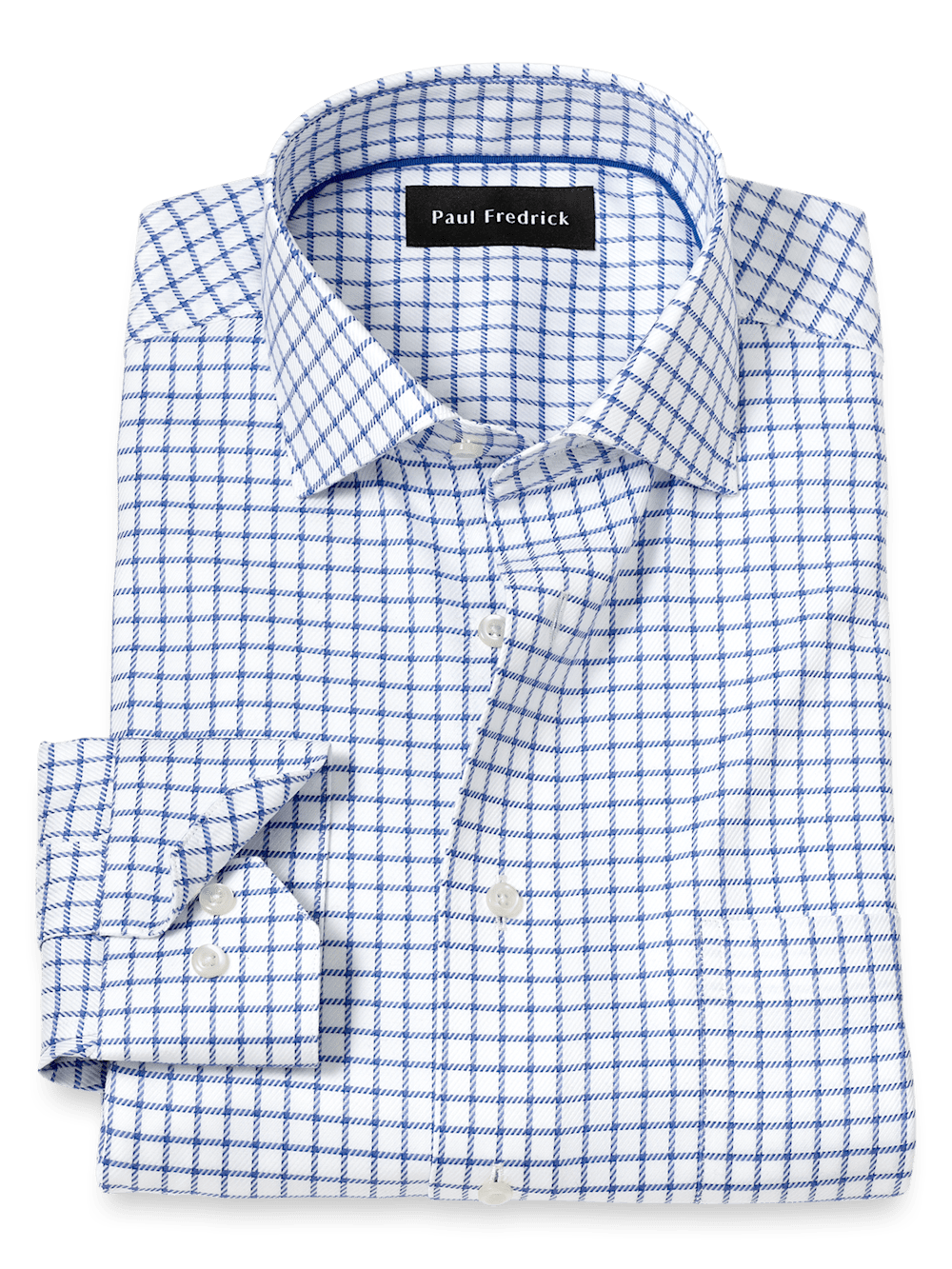 Product Image of Comfort Stretch Non-iron Check Dress Shirt-Cobalt