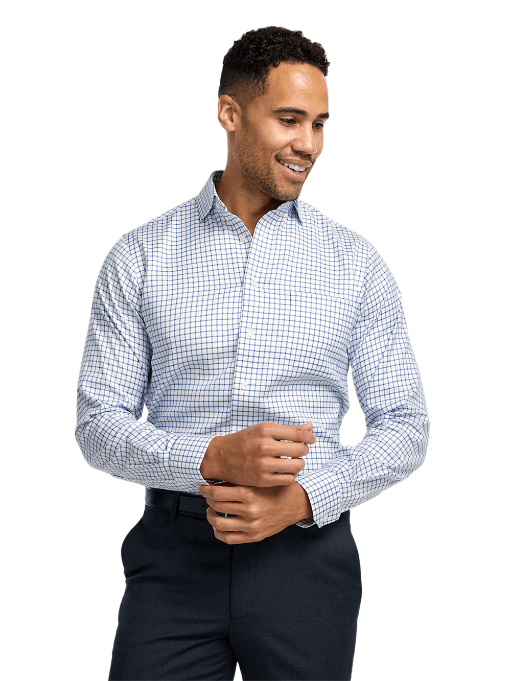 Alternate Image of Comfort Stretch Non-iron Check Dress Shirt-1