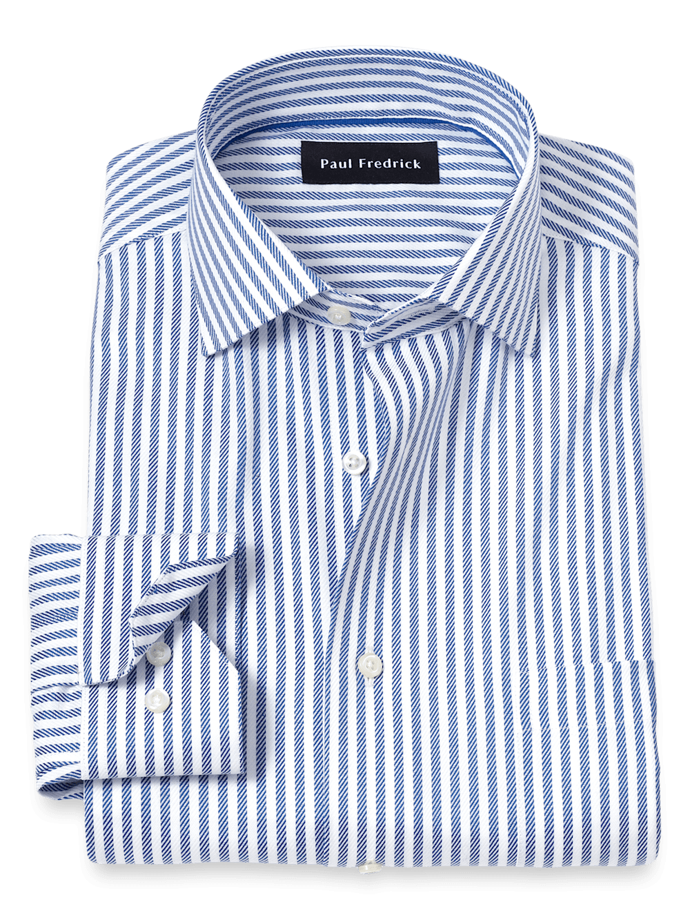 Product Image of Comfort Stretch Non-iron Stripe Dress Shirt-Cobalt