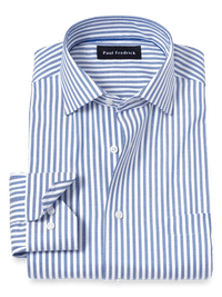 Comfort Stretch Non-Iron Stripe Dress Shirt - Cobalt