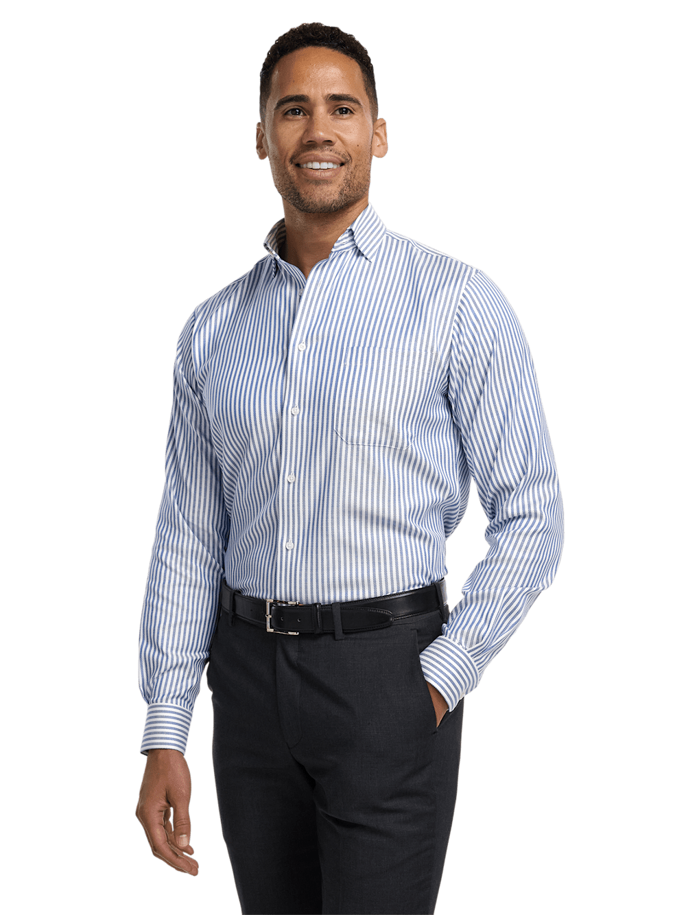 Alternate Image of Comfort Stretch Non-iron Stripe Dress Shirt-1