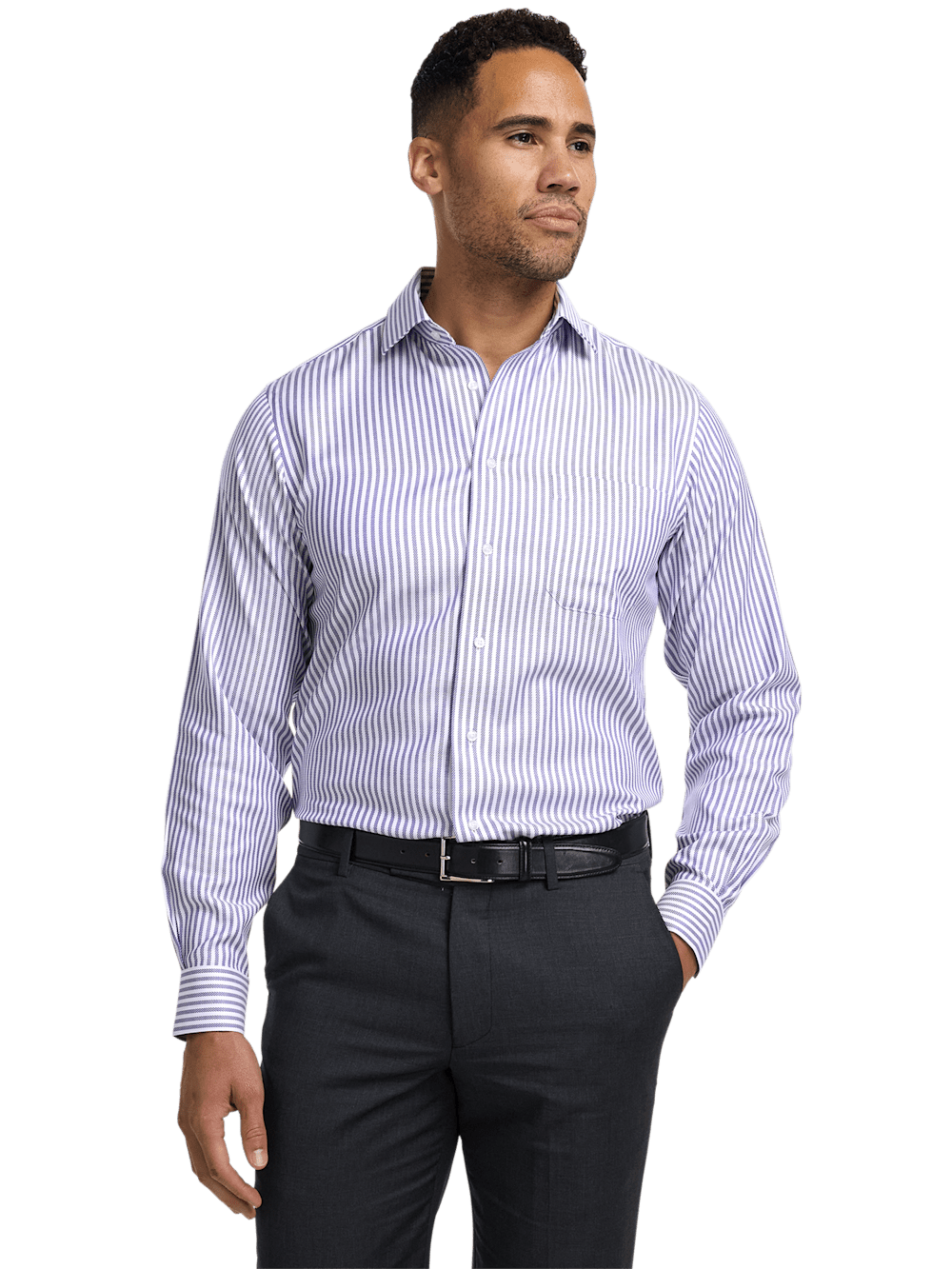 Alternate Image of Comfort Stretch Non-iron Stripe Dress Shirt-1