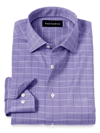 Comfort Stretch Non-Iron Check Dress Shirt - Purple