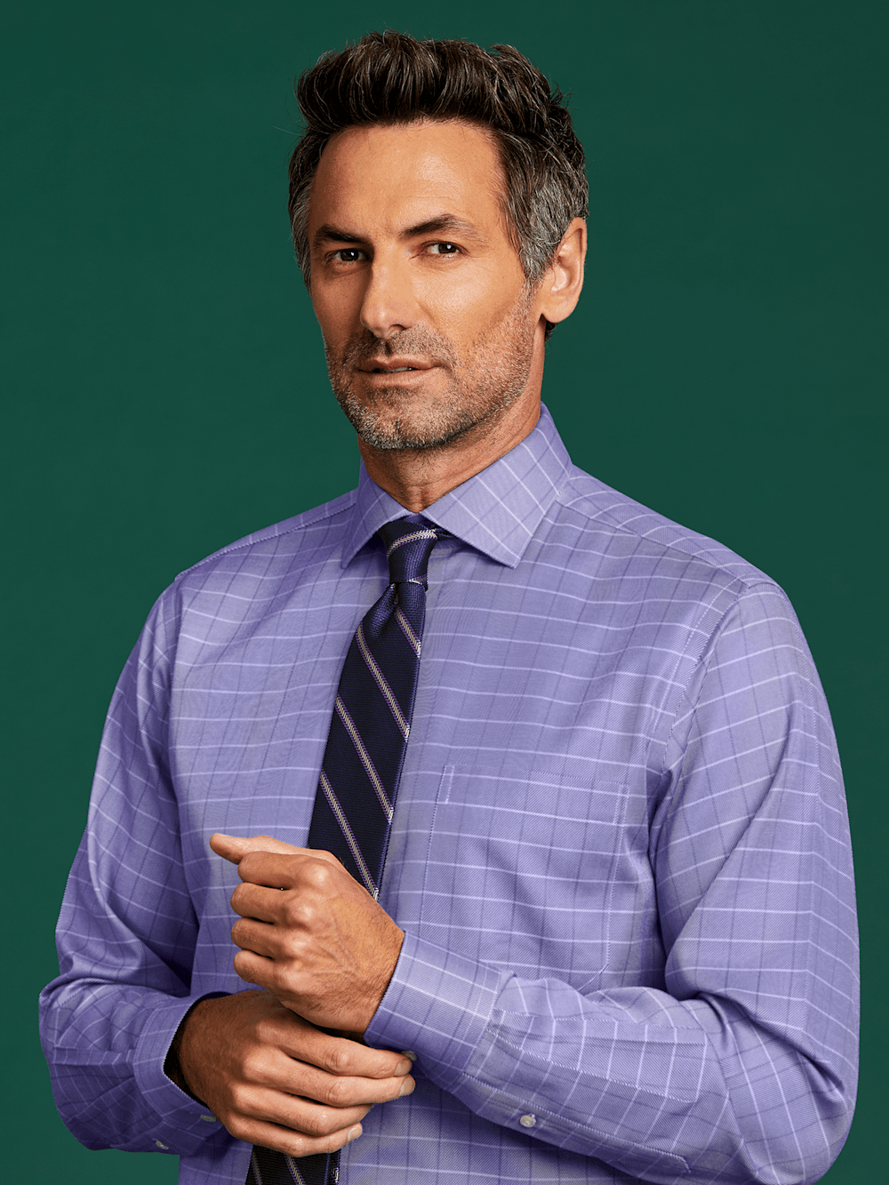 Alternate Image of Comfort Stretch Non-iron Check Dress Shirt-7