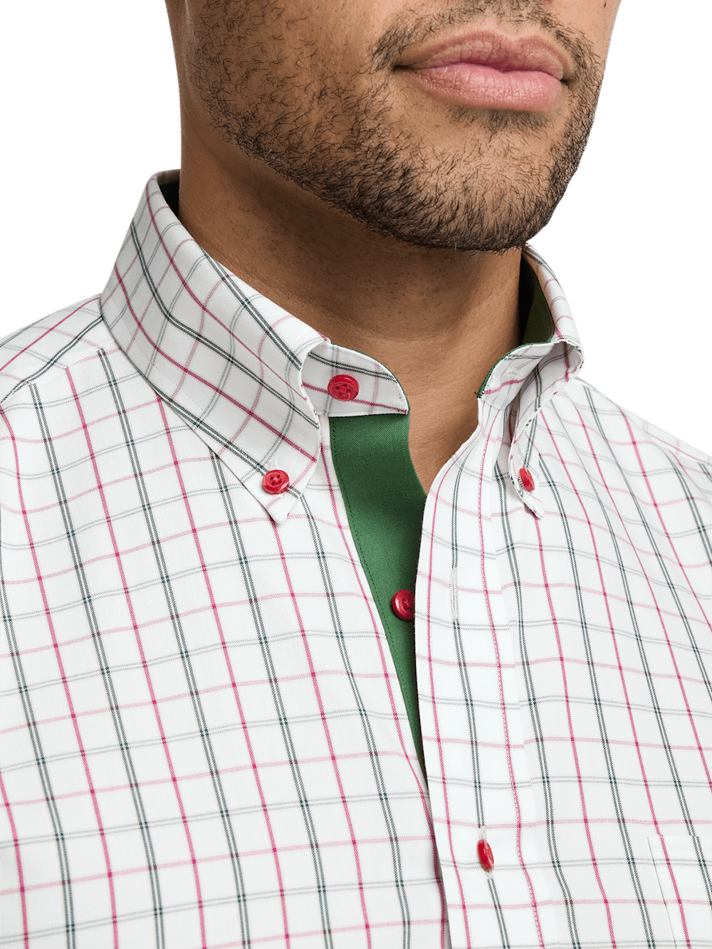 Alternate Image of Non-iron Cotton Windowpane Dress Shirt With Contrast Trim-2