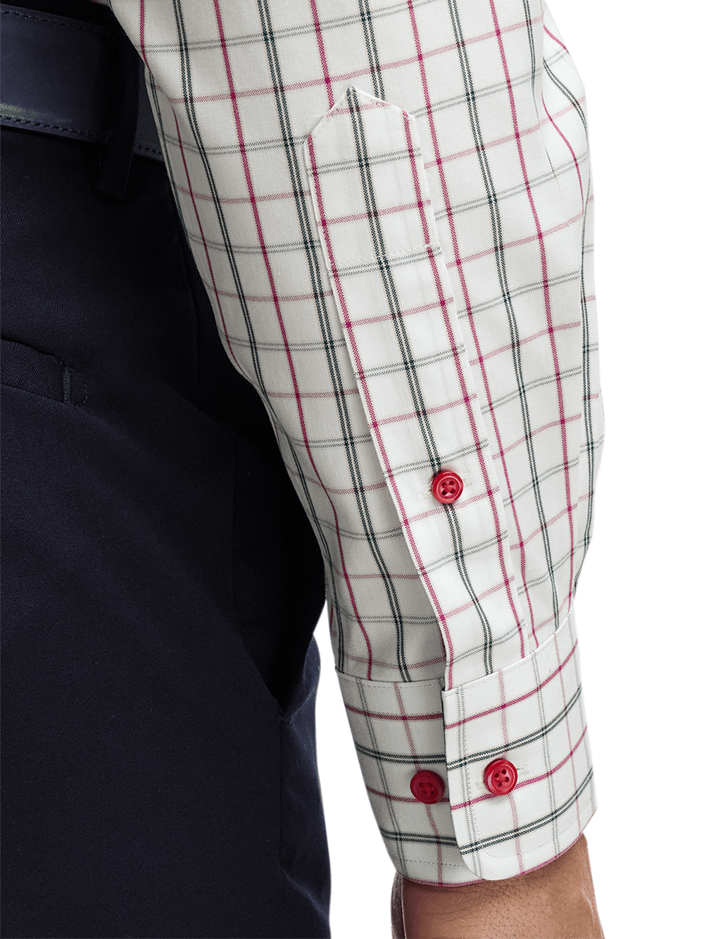 Alternate Image of Non-iron Cotton Windowpane Dress Shirt With Contrast Trim-3