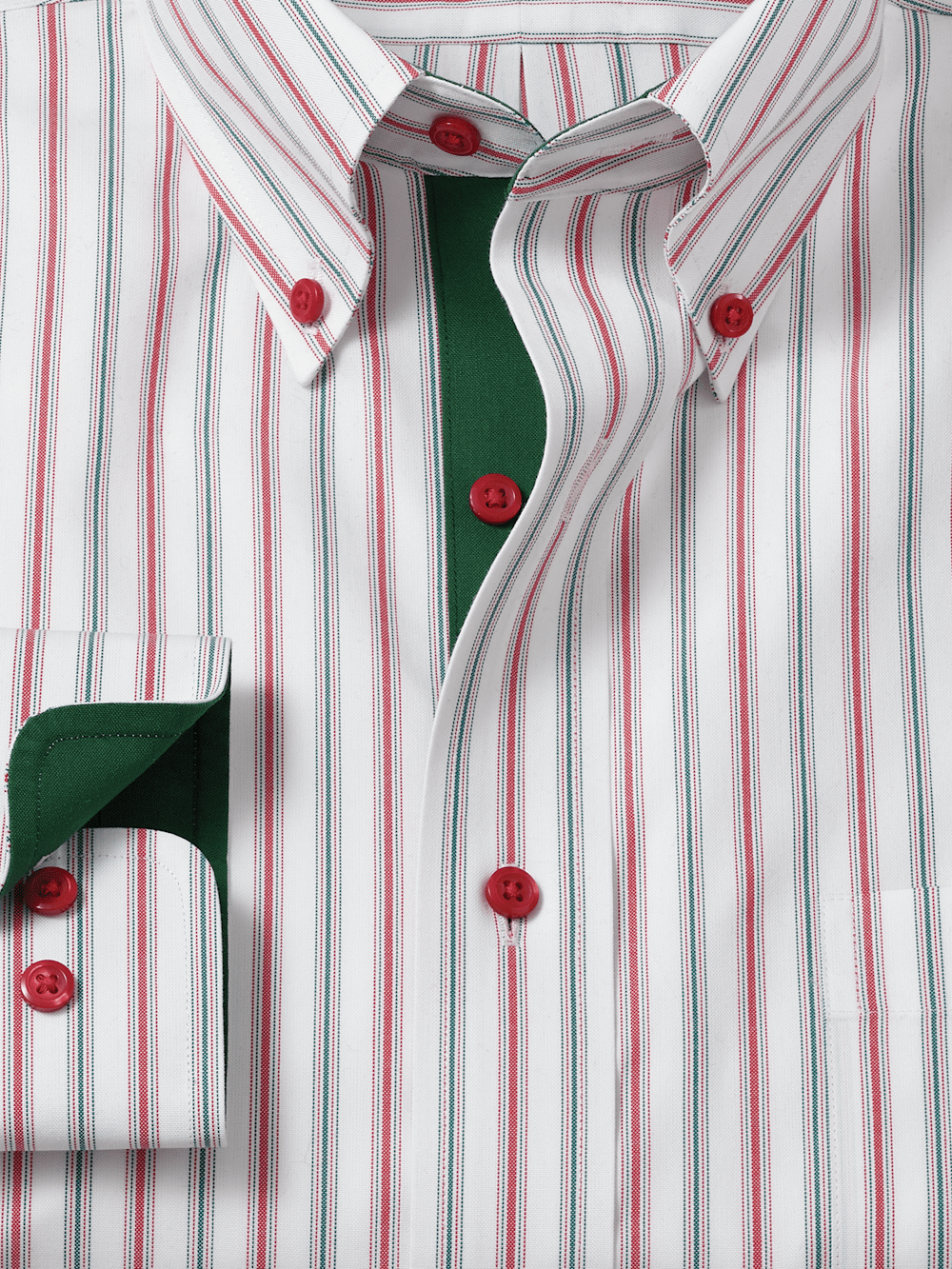 Alternate Image of Non-iron Cotton Stripe Dress Shirt With Contrast Trim-5