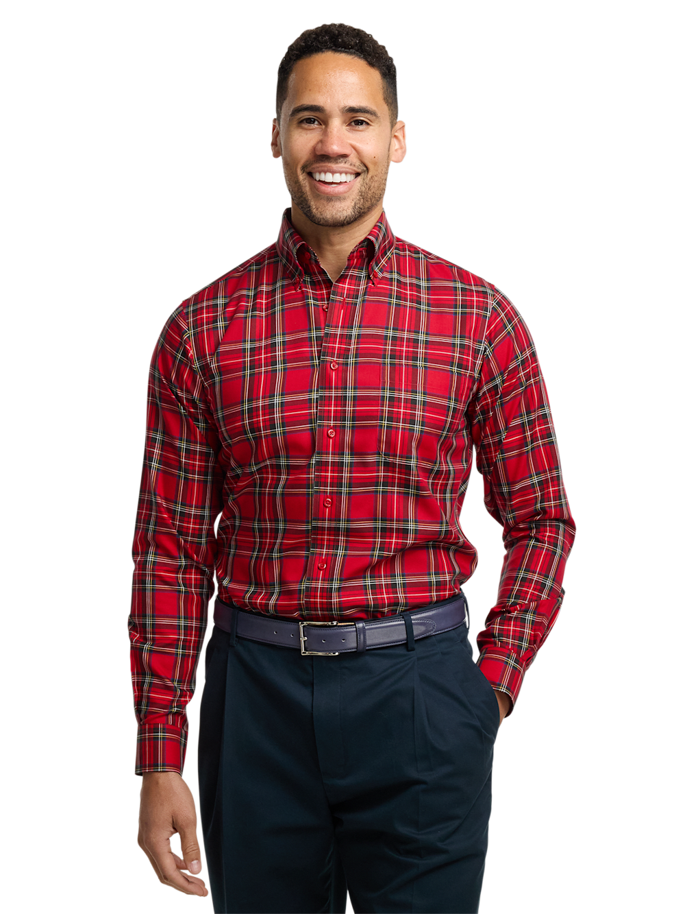 Alternate Image of Non-iron Cotton Plaid Dress Shirt-1