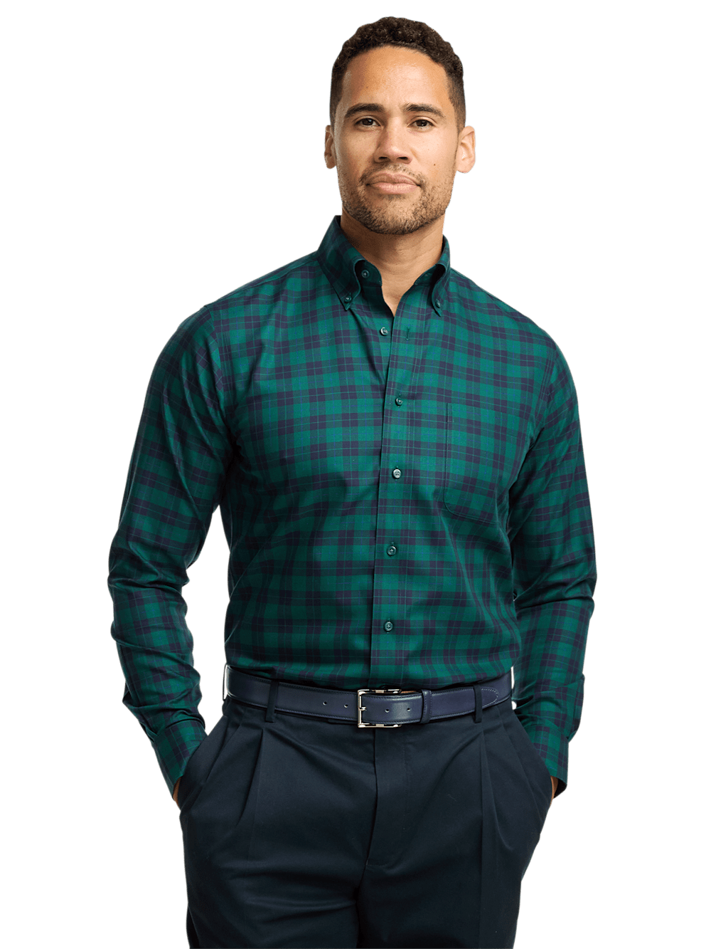 Alternate Image of Non-iron Cotton Plaid Dress Shirt-1