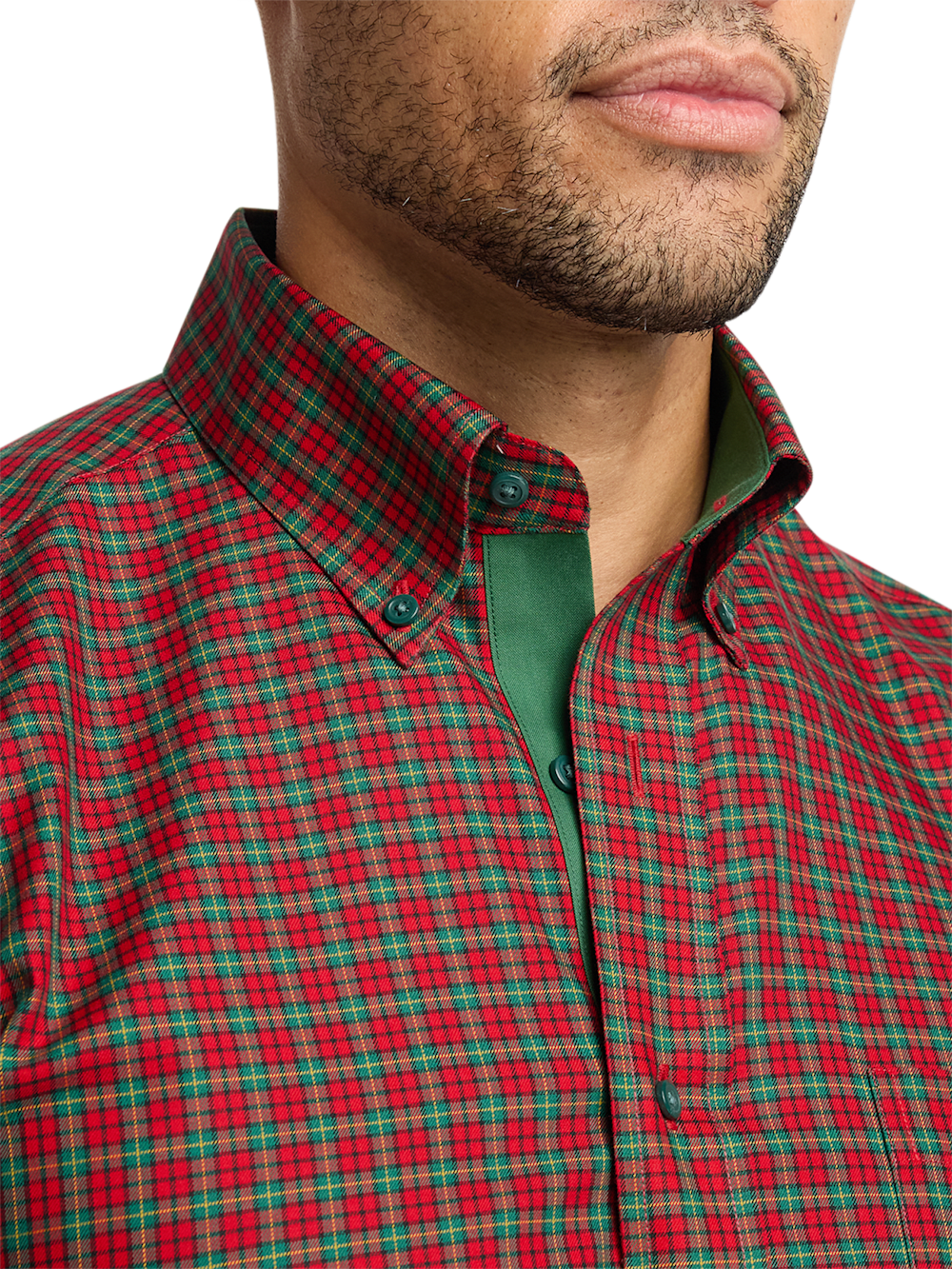 Alternate Image of Non-iron Cotton Plaid Dress Shirt With Contrast Trim-2