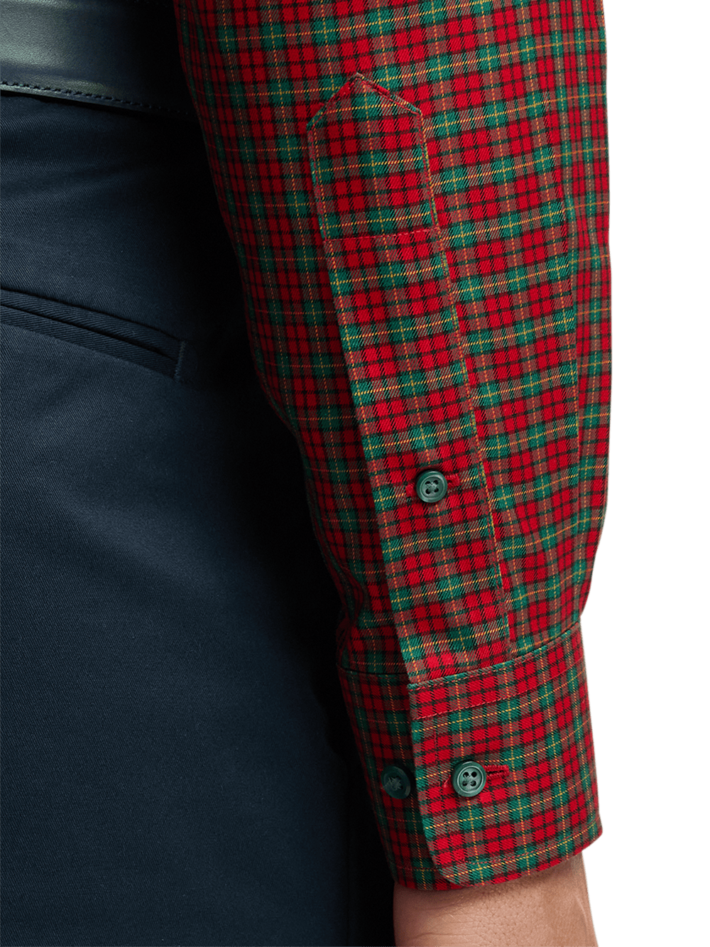 Alternate Image of Non-iron Cotton Plaid Dress Shirt With Contrast Trim-3