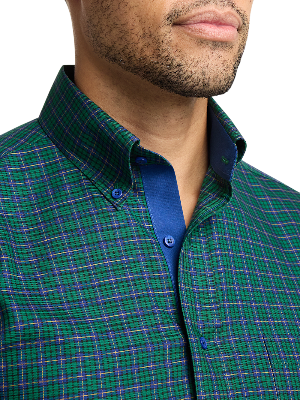 Alternate Image of Non-iron Cotton Plaid Dress Shirt With Contrast Trim-2