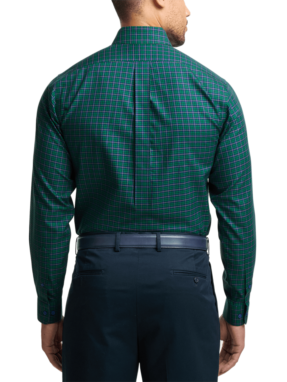 Alternate Image of Non-iron Cotton Plaid Dress Shirt With Contrast Trim-4