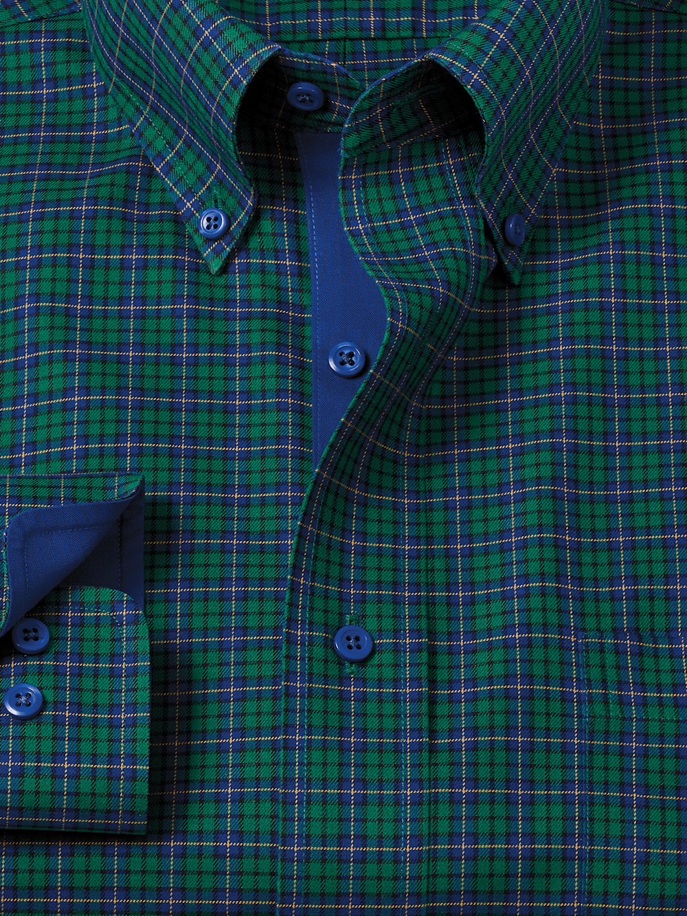 Alternate Image of Non-iron Cotton Plaid Dress Shirt With Contrast Trim-5