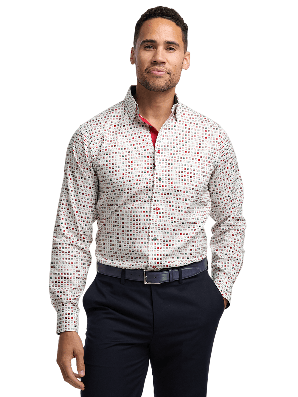 Alternate Image of Non-iron Cotton Presents Dress Shirt With Contrast Trim-1