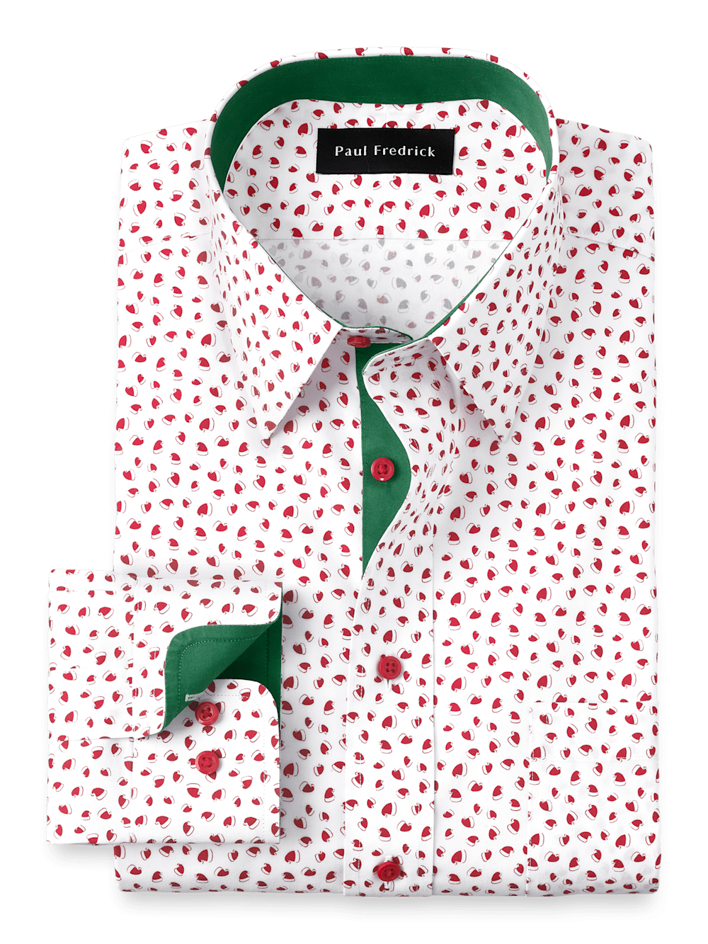 Product Image of Non-iron Cotton Santa Hat Dress Shirt With Contrast Trim-Red