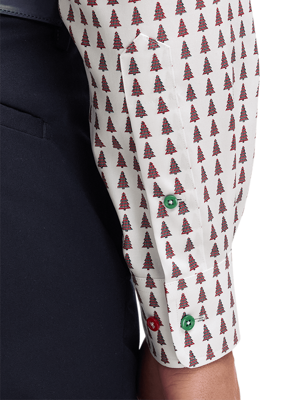 Alternate Image of Non-iron Cotton Christmas Tree Dress Shirt With Contrast Trim-3