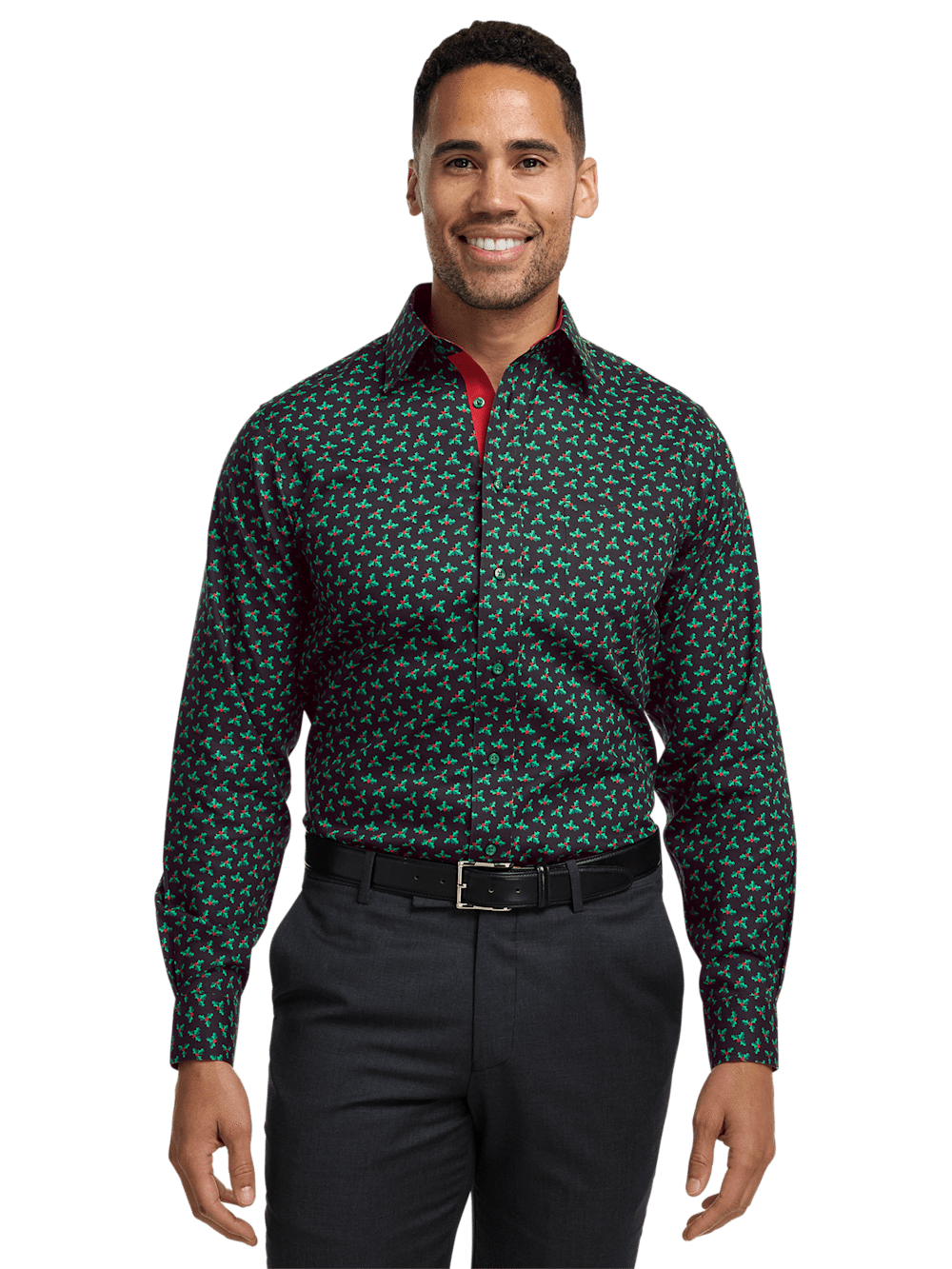 Alternate Image of Non-iron Cotton Holly Dress Shirt With Contrast Trim-1