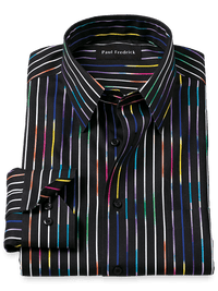 Non-Iron Cotton Stripe Print Dress Shirt - Multi