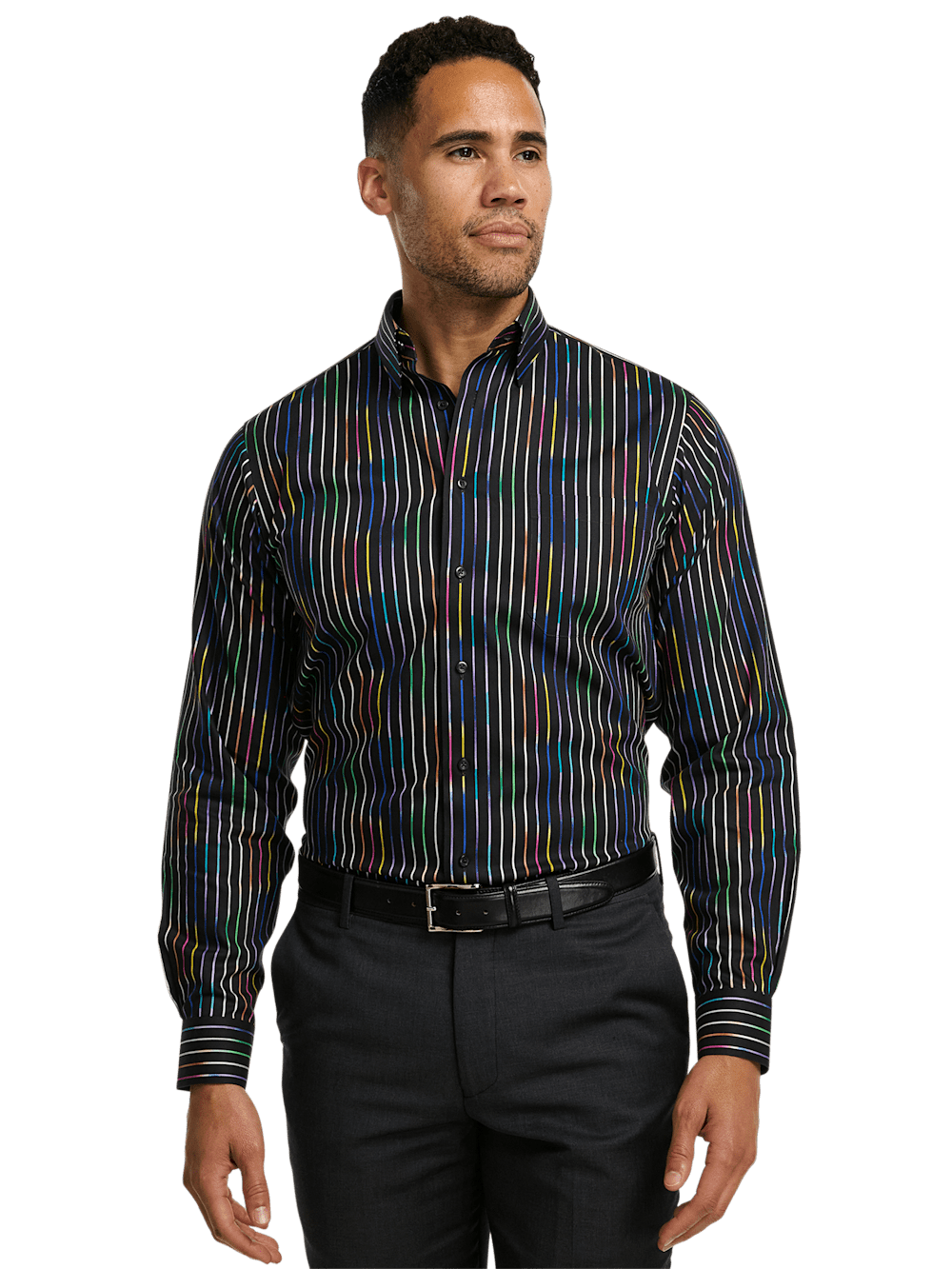 Alternate Image of Non-iron Cotton Stripe Print Dress Shirt-1