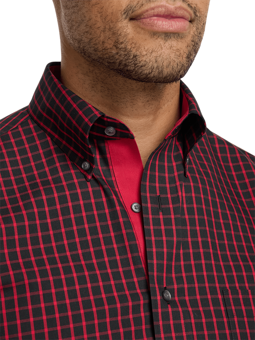 Alternate Image of Non-iron Cotton Check Dress Shirt With Contrast Trim-2