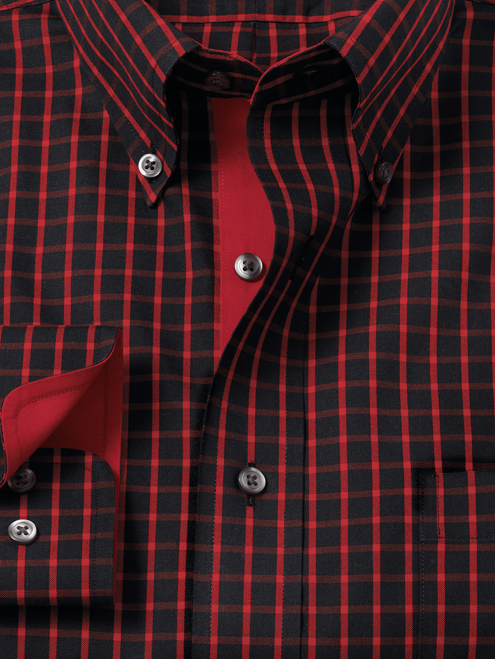 Alternate Image of Non-iron Cotton Check Dress Shirt With Contrast Trim-5