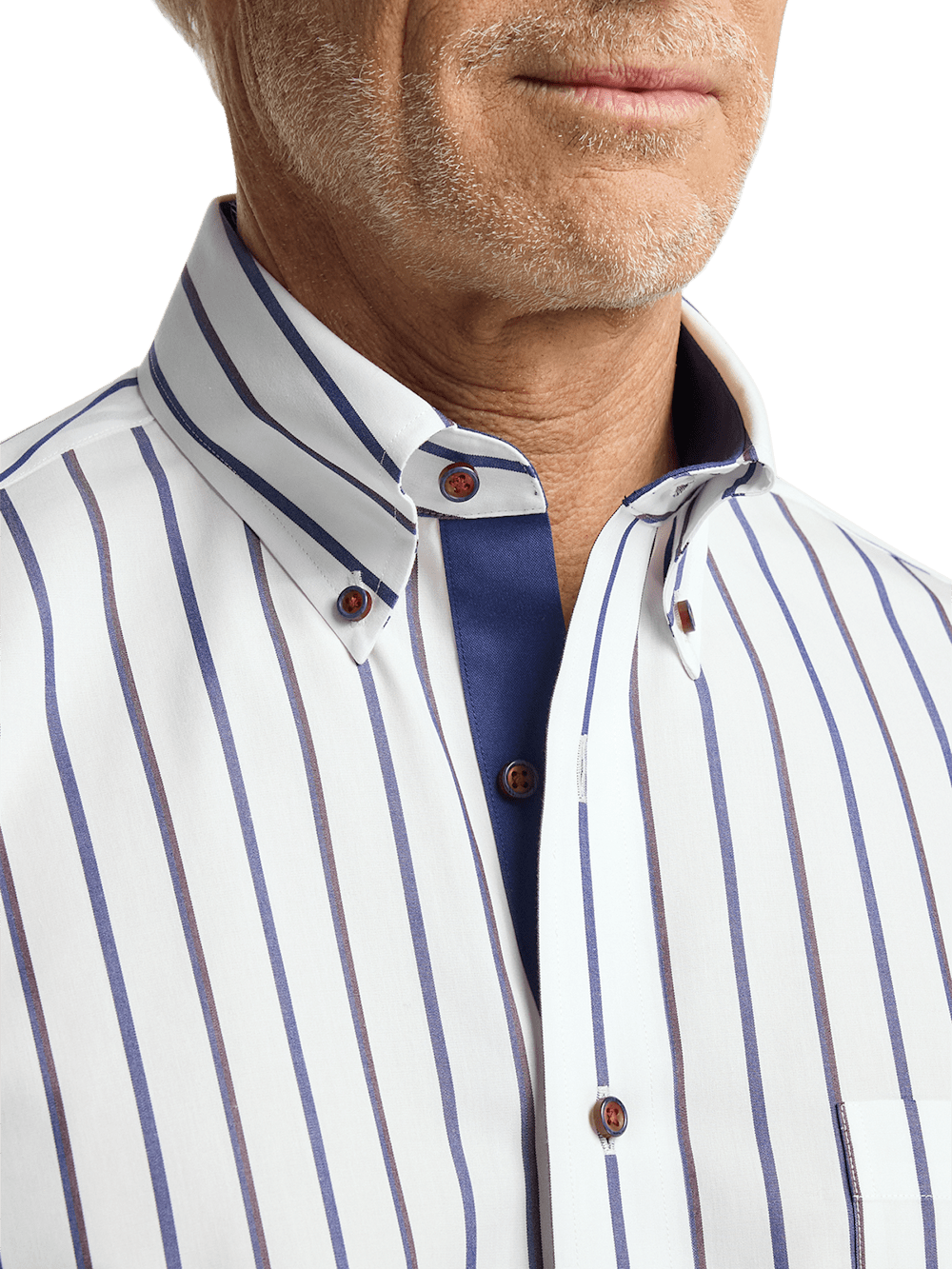 Alternate Image of Non-iron Cotton Stripe Dress Shirt With Contrast Trim-2