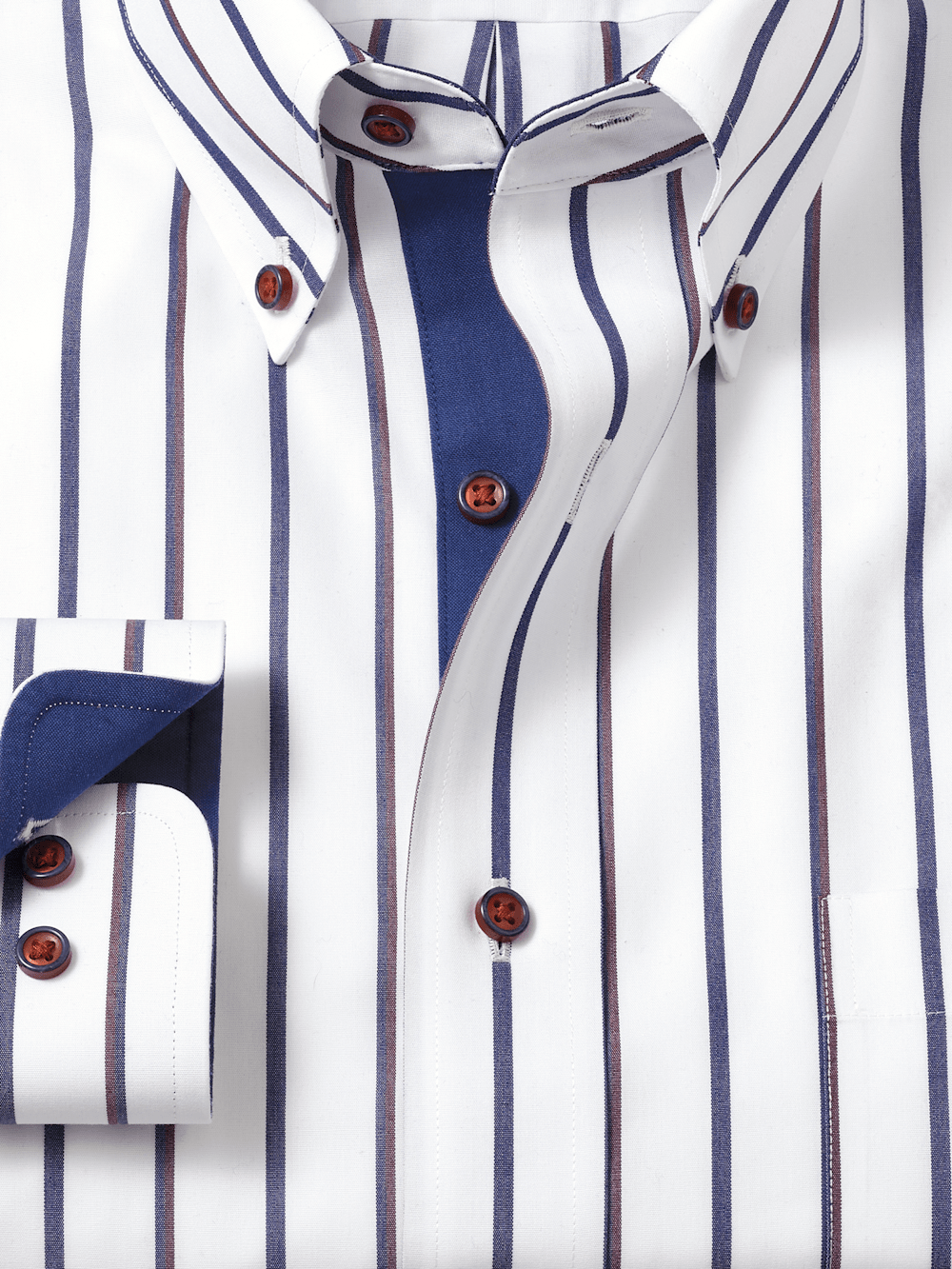 Alternate Image of Non-iron Cotton Stripe Dress Shirt With Contrast Trim-5