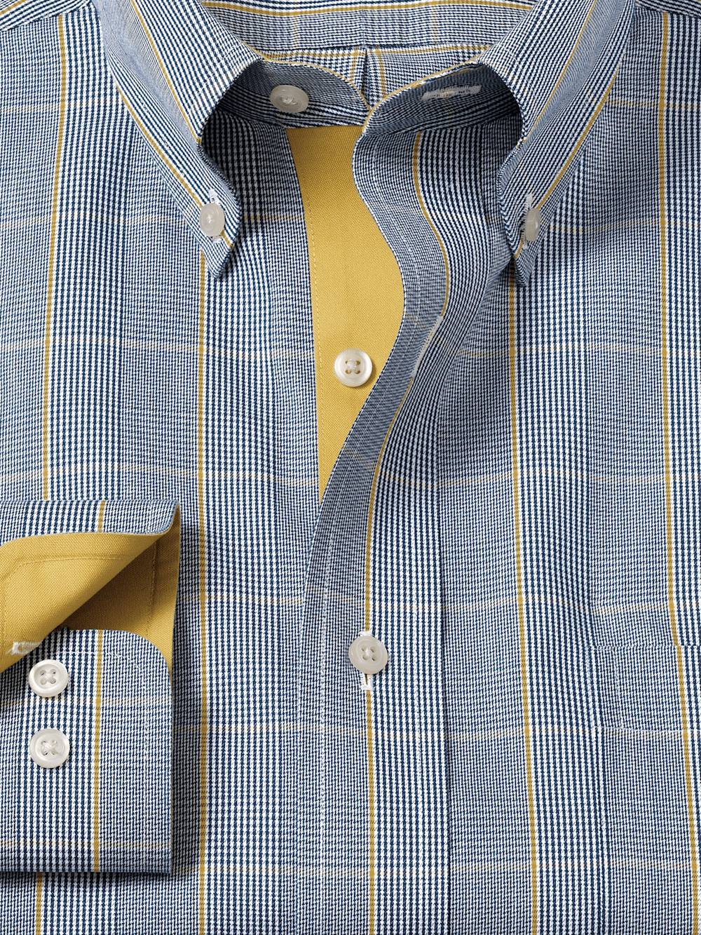 Alternate Image of Non-iron Cotton Glen Plaid Dress Shirt With Contrast Trim-5