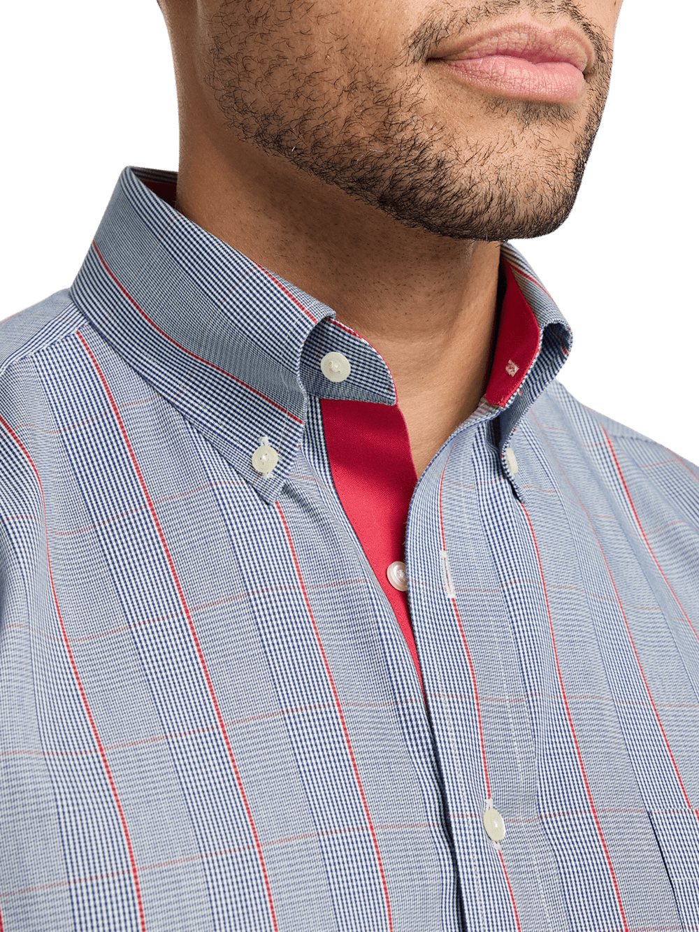 Alternate Image of Non-iron Cotton Glen Plaid Dress Shirt With Contrast Trim-2