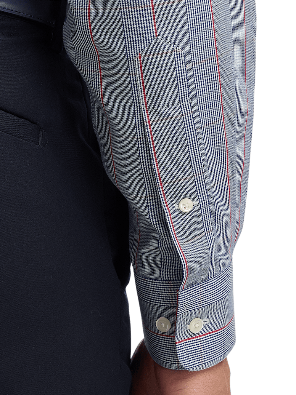 Alternate Image of Non-iron Cotton Glen Plaid Dress Shirt With Contrast Trim-3