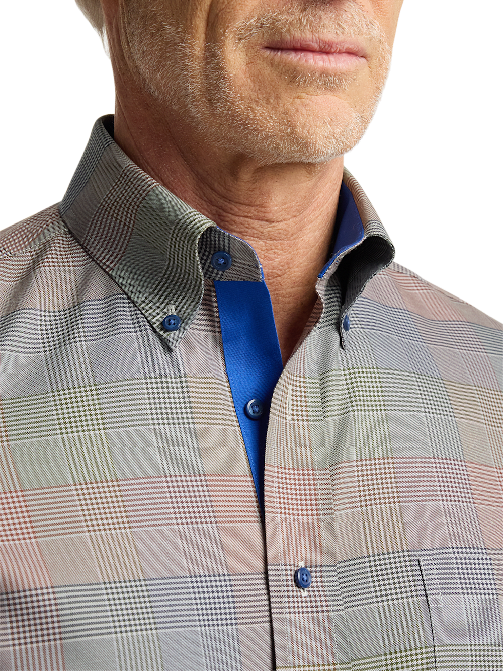 Alternate Image of Non-iron Cotton Plaid Dress Shirt With Contrast Trim-2